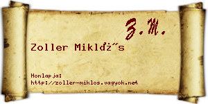 Zoller Miklós névjegykártya